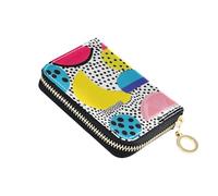 siphylline Fruits - Cartera de cuero para tarjetas de crédito de estilo geométrico para hombre, con monedero Cion con bloqueo RFID, tarjetero para hombre con cremallera