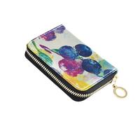 siphylline Fruits - Tarjetero de piel de color vivo para mujer, con 9 ranuras para tarjetas, bloqueo RFID, tarjetero con cremallera