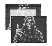 siphylline Fundas para carpetas con cremalleras suaves, estuche para bolígrafos de 3 anillos, paquete de 2 suministros universitarios para profesores, calavera de dios de la muerte