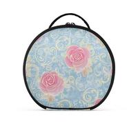 siphylline Golden Shining - Bolsa de cosméticos retro vintage con diseño de rosas para viajes, accesorios de viaje, elegante, bolsa de cosméticos para mujer, con separadores ajustables, 28 cm