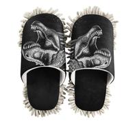 siphylline Herramienta de limpieza de polvo de microfibra para zapatos, Retrato de calavera T Rex en blanco y negro, Large