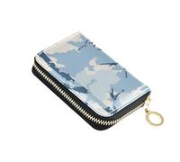 siphylline Jon Klassen - Cartera de piel con diseño de camuflaje azul cielo con 9 ranuras para tarjetas, organizador de tarjetas de crédito con bloqueo RFID con cremallera