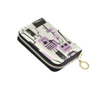 siphylline Jon Klassen Style Robots Design - Cartera de piel para hombre con 9 ranuras para tarjetas, bloqueo RFID, fundas para tarjetas e identificación para hombre con cremallera