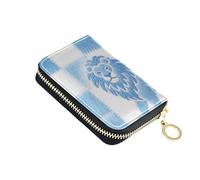 siphylline Leo - Carteras de cuero a cuadros azules y blancas para mujer con 9 ranuras para tarjetas, bloqueo RFID, fundas para tarjetas e identificación con cremallera