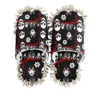 siphylline Limpiador de polvo de microfibra para zapatos de casa, Diseño gótico de calaveras blancas y negras, Medium