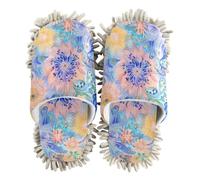 siphylline Limpiador de polvo de microfibra para zapatos de casa, Flores de estilo bohemio con flores de mar, Large