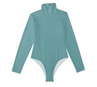 siphylline Lindos mamelucos de manga larga para mujer, moldeadores, control de abdomen, lindos tops para salir, overol de cuello alto, Azul cadete de color liso puro liso, XX-Large