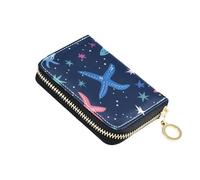 siphylline Magic Stars - Cartera pequeña de piel para tarjetas de crédito con 9 ranuras para tarjetas, bloqueo RFID, para mujer con cremallera