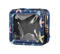 siphylline Magic Stars - Neceser de piel transparente para maquillaje, organizador para viajes, Estrellas mágicas, 1 size