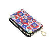 siphylline Mandala Independence Day - Cartera pequeña de piel para mujer, con 9 ranuras para tarjetas, bloqueo RFID, tarjetero con cremallera