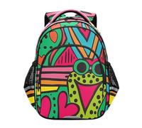 siphylline - Mochila al aire última intervensión para niños, adolescentes, niños, bolsas de computadora portátil, mochila de viaje, ranas coloridas, Ranas coloridas, S