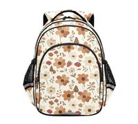 siphylline - Mochila bonita para niños y niñas, para escuela primaria y secundaria, paquete de día informal, color café con flores aplastadas, Flor Triturada café, M