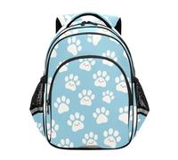 siphylline Mochila deportiva para adolescentes, mochilas para niños, mochila informal para el hombro, bonita caricatura, huellas blancas, Lindas huellas blancas de dibujos animados, M