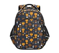 siphylline Mochila deportiva para niñas, mochila escolar, para adolescentes, niños, viajes, diseño de garabatos, color naranja y azul marino, Doodle Art Naranja Azul Marino, Small