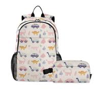 siphylline Mochila escolar con diseño de dinosaurios de Cars en colores pastel para niñas adolescentes con caja de 8 a 10 años