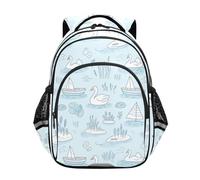 siphylline Mochila escolar para adolescentes, estudiantes, libros, adolescentes, niños, viajes, gansos blancos, animales, barco azul, White Gooses Animal Blue Boat, S