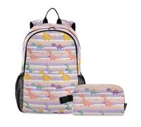 siphylline Mochila escolar para niños de 9 a 10 años con diseño de dinosaurios, color morado claro, con estampado de dibujos animados