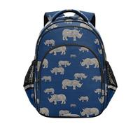 siphylline Mochila para la escuela para niños y niñas, mochila para libros para niños universitarios, mochila casual de hombro, mochila moderna de madera, rinoceronte y Blu Ray, Rhino Blu Ray de