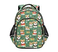 siphylline Mochilas de mano para niños y niñas, mochila escolar para niños, mochila de día casual, color verde arca con cachorros juguetones de Navidad, Ark Green Playful Pups Xmas, S