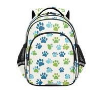 siphylline Mochilas de mano para niños y niñas, mochilas escolares para niños, mochila de viaje, con huellas de patas, azul y verde, Paw Prints Azul Verde, Medium