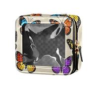 siphylline Neceser de piel transparente con diseño de mariposas y animales, organizador de esmalte de uñas, para viajar, Animal Colorful Butterfly, 1 size