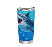 siphylline Ocean Animal Shark - Vasos de acero inoxidable coloridos con tapas a prueba de fugas, taza de viaje para café para camping, a prueba de fugas, vaso de café de 20 onzas, 20 onzas