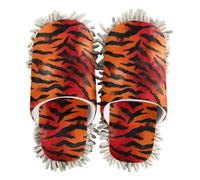 siphylline Pantuflas de microfibra para limpiar el polvo de la casa, Tigers Fur Print Negro Naranja, Large