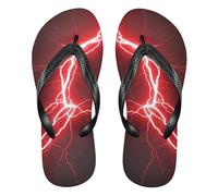 siphylline Red Lightning - Hermosas sandalias de goma para hombre, chanclas de playa de apoyo para ducha o alberca, Red Lightning Gorgeous, X-Small