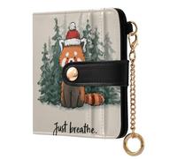 siphylline Red Panda Just Breathe Christmas - Bonita cartera plegable portátil de piel sintética de alta calidad para mujer y niña