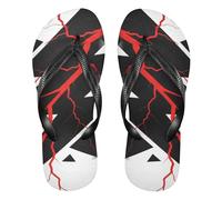 siphylline Sandalias de goma negra con signo de rayo abstracto para mujer, impermeables, para el hogar, Letrero abstracto de rayo negro, X-Large