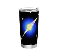 siphylline Shooting Stars - Botella de acero inoxidable con tapa a prueba de fugas de dibujos animados y cielo negro, tazas de viaje aisladas para café caliente moderno, vaso aislado al vacío, 591 ml