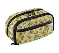 siphylline Slow Style - Estuche expandible para lápices, diseño de girasol, dorado, verde salvia, bolsa de almacenamiento grande para estudiantes universitarios, adolescentes y adultos