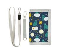 siphylline Space Aliens Cats - Carteras de nailon para tarjetas y dinero en efectivo con cordón para hombres y mujeres, color verde, Space Aliens Cats verde, 1 size
