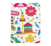 siphylline Summer Island - Estuche organizador de documentos de piel blanca de coco para pasaporte y tarjeta de vacunación, organizador de documentos, accesorios impermeables