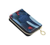 siphylline Tarjetero de piel con diseño de cactus y plantas de agave azul con monedero Cion con bloqueo RFID, tarjetero para mujer con cremallera