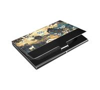 siphylline Tarjetero portátil ultrafino con diseño de flores de estilo pastoral, color oscuro, con almacenamiento de tarjetas de cuero y acero inoxidable para reuniones de negocios