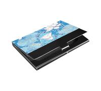 siphylline Tarjetero ultrafino con diseño de sapo de dibujos animados, diseño floral, color azul cielo, con tarjetero de cuero y acero inoxidable, moderno para viajes, hogar u oficina