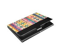 siphylline Tarjetero ultrafino con formas geométricas tradicionales con funda de cuero y acero inoxidable para mujeres u hombres