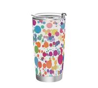 siphylline Taza de café aislada de acero inoxidable con diseño de lunares coloridos con tapa, taza de café con tapa para gimnasio, vaso portátil de 20 onzas