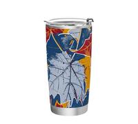 siphylline Tazas de acero inoxidable con tapa de hojas de arce coloridas de 20 onzas para café portátiles con tapas de 20 onzas