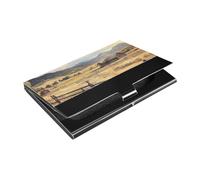 siphylline The Cowboy Ranch in Montana - Tarjetero ultrafino con tarjetero de cuero y acero inoxidable para proteger tus tarjetas