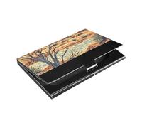 siphylline The Tree Of The Desert - Tarjetero delgado para exteriores con tarjetero de cuero y acero inoxidable para reuniones de negocios