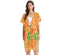 siphylline - Traje de baño para mujer, con frente abierto, para playa, crucero, esenciales, S-L, hojas tropicales, estilo ilustrativo, Estilo de ilustración de hojas tropicales, M
