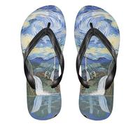 siphylline Van Gogh Style Sky - Sandalias de goma para mujer, sandalias de apoyo para mujer para boda, Van Gogh Style Sky, XX-Large