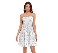 siphylline White Daisy - Vestidos de verano para mujer, estilo casual, sin tirantes, para playa, fiesta, cóctel, Margarita blanca, XXL Corto