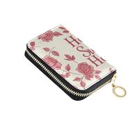siphylline William Morris Style Home Sweet Home - Cartera de cuero rojo rosa con 2 ranuras para efectivo, protector de tarjetas de crédito con bloqueo RFID con cremallera