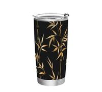 siphylline William Morris - Taza térmica de acero inoxidable dorado y negro con tapa, apta para viajes, vasos estéticos con tapas, 20 onzas