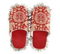 siphylline Zapatilla de microfibra para limpiar el polvo del piso de la casa, Dragón chino doble felicidad fénix, Medium