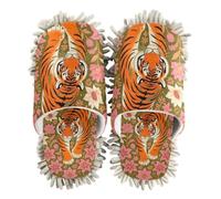 siphylline Zapatilla de microfibra para limpiar el suelo de la casa, Boho Tigers Floral Jungle Art Print, Large