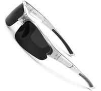 SIPLION Gafas de sol para hombre, protección UV400, polarizadas, marco superligero, CAT 3 CE, gris transparente, medium
